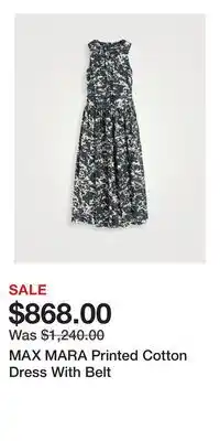 Holt Renfrew MAX MARA Printed Cotton Dress With Belt offer