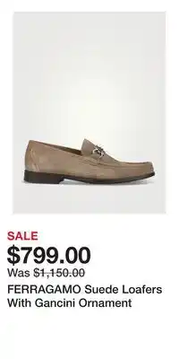 Holt Renfrew FERRAGAMO Suede Loafers With Gancini Ornament offer