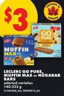 No Frills Leclerc go pure, muffin max or nugabar bars offer