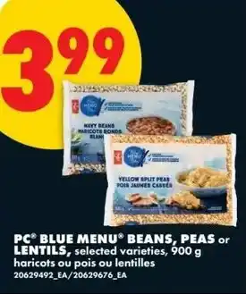 No Frills Pc blue menu beans, peas or lentils offer