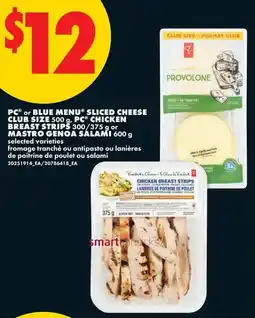No Frills Pc or blue menu sliced cheese club size offer