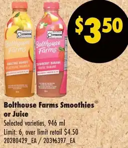 No Frills Bolthouse Farms Smoothies or Juice offer