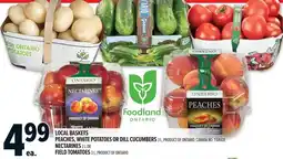 Metro Local baskets peaches, white potatoes or dill cucumbers offer