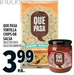 Metro Que pasa tortilla chips or salsa offer