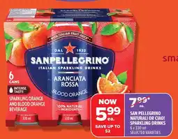 Metro San pellegrino naturali or ciao! sparkling drinks offer