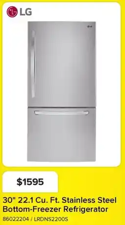 Leon's LG 30" 22.1 Cu. Ft. Stainless Steel Bottom-Freezer Refrigerator offer