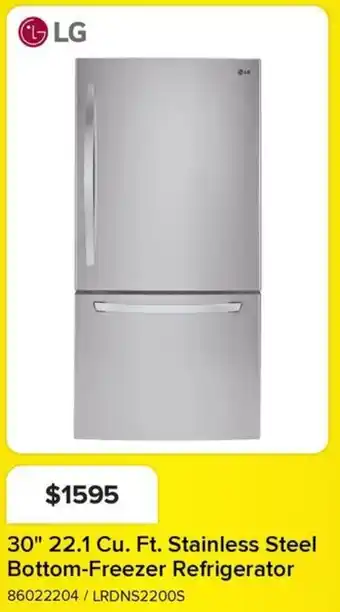 Leon's LG 30" 22.1 Cu. Ft. Stainless Steel Bottom-Freezer Refrigerator offer