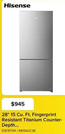 Leon's Hisense 28" 15 Cu. Ft. Fingerprint Resistant Titanium Counter Depth offer