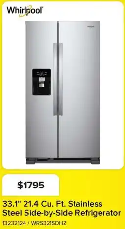 Leon's Whirlpool 33.1" 21.4 Cu. Ft. Stainless Steel Side-by-Side Refrigerator offer