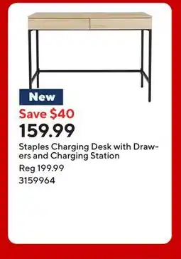 Staples Staples Charging Desk with Drawers and Charging Station offer