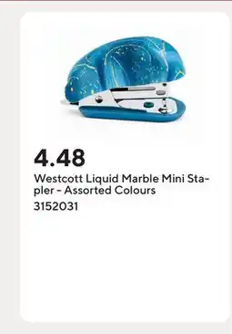 Staples Westcott Liquid Marble Mini Stapler - Assorted Colours offer