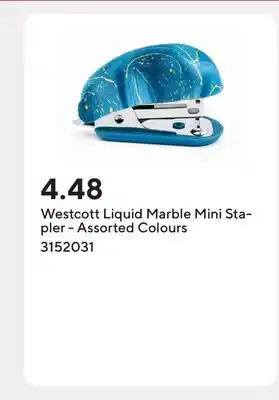 Staples Westcott Liquid Marble Mini Stapler - Assorted Colours offer