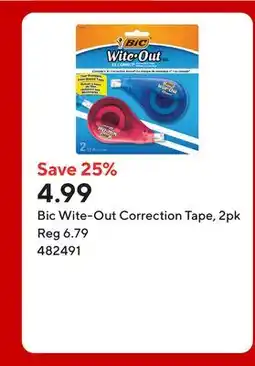 Staples Bic Wite-Out Correction Tape offer
