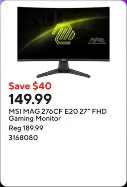 Staples MSI MAG 276CF E20 27 FHD Gaming Monitor offer