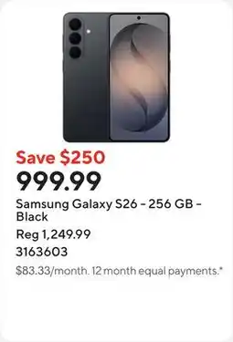 Staples Samsung Galaxy S26 - 256 GB - Black offer