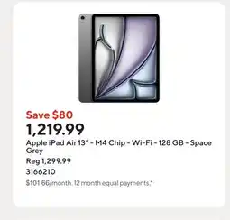 Staples Apple iPad Air 13 - M4 Chip - Wi-Fi - 128 GB - Space Grey offer