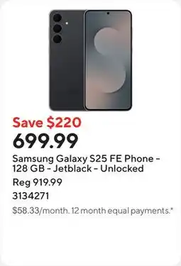 Staples Samsung Galaxy S25 FE Phone - 128 GB - Jetblack - Unlocked offer