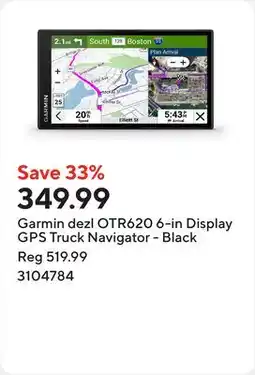 Staples Garmin dezl OTR620 6-in Display GPS Truck Navigator - Black offer