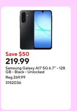 Staples Samsung Galaxy A17 5G 6.7 - 128 GB - Black - Unlocked offer
