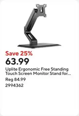 Staples Uplite Ergonomic Free Standing Touch Screen Monitor Stand for Screen up to 32 - Black offer