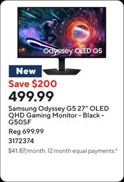 Staples Samsung Odyssey G5 27 OLED QHD Gaming Monitor - Black - G50SF offer