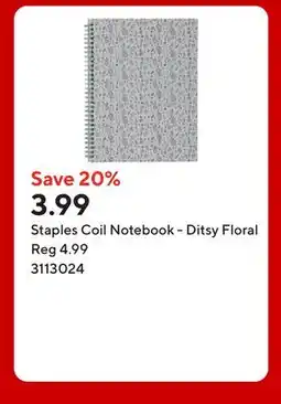Staples Staples Coil Notebook - Ditsy Floral offer