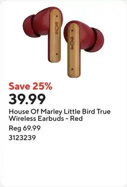 Staples House Of Marley Little Bird True Wireless Earbuds - Red offer