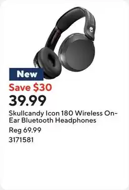 Staples Skullcandy Icon 180 Wireless On-Ear Bluetooth Headphones offer