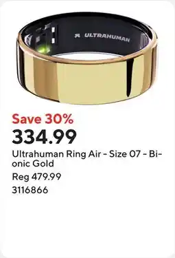 Staples Ultrahuman Ring Air - Size 07 - Bionic Gold offer
