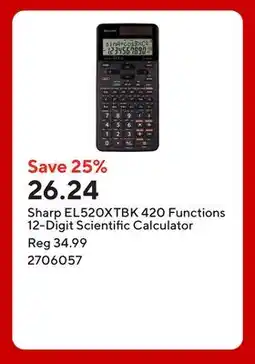 Staples Sharp EL520XTBK 420 Functions 12-Digit Scientific Calculator offer