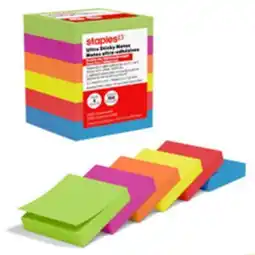 Staples Staples Ultra Sticky Notes - 2 x 2 - Summer Breeze Collection offer