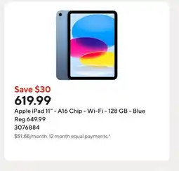 Staples Apple iPad 11 - A16 Chip - Wi-Fi - 128 GB - Blue offer