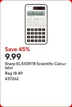 Staples Sharp EL510RTB Scientific Calculator offer