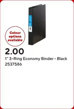 Staples 1 3-Ring Economy Binder - Black offer