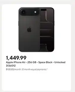 Staples Apple iPhone Air - 256 GB - Space Black - Unlocked offer