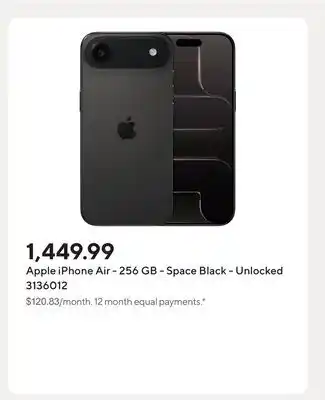 Staples Apple iPhone Air - 256 GB - Space Black - Unlocked offer
