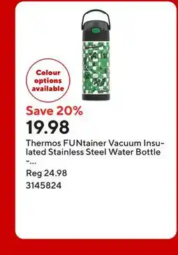 Staples Thermos FUNtainer Vacuum Insulated Stainless Steel Water Bottle - 410mL - Minecraft offer