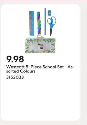 Staples Westcott 5-Piece School Set - Assorted Colours offer