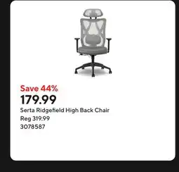 Staples Serta Ridgefield High Back Chair offer