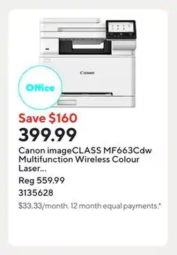 Staples Canon imageCLASS MF663Cdw Multifunction Wireless Colour Laser Printer - White offer