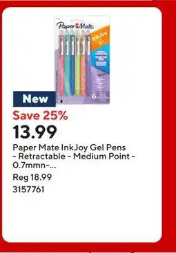 Staples Paper Mate InkJoy Gel Pens - Retractable - Medium Point - 0.7mmn- Black offer
