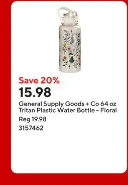 Staples General Supply Goods + Co 64 oz Tritan Plastic Water Bottle - Floral offer