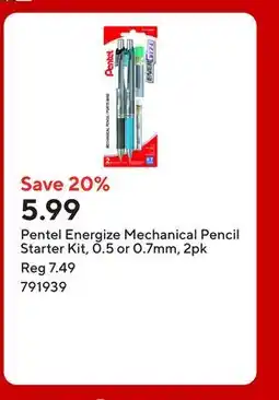 Staples Pentel Energize Mechanical Pencil Starter Kit, 0.5 or 0.7mm offer