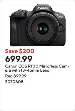 Staples Canon EOS R100 Mirrorless Camera with 18-45mm Lens offer