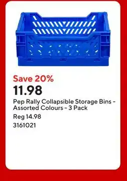 Staples Pep Rally Collapsible Storage Bins - Assorted Colours offer
