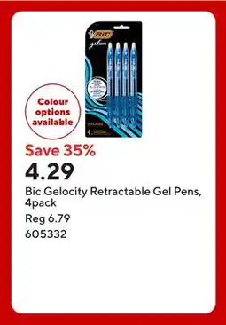 Staples Bic Gelocity Retractable Gel Pens offer