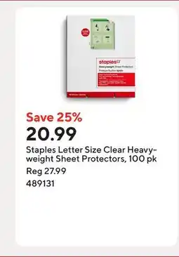 Staples Staples Letter Size Clear Heavyweight Sheet Protectors offer