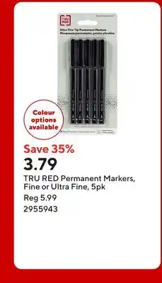 Staples TRU RED Permanent Markers, Fine or Ultra Fine offer