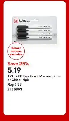 Staples TRU RED Dry Erase Markers, Fine or Chisel offer