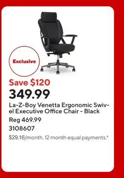 Staples La-Z-Boy Venetta Ergonomic Swivel Executive Office Chair - Black offer